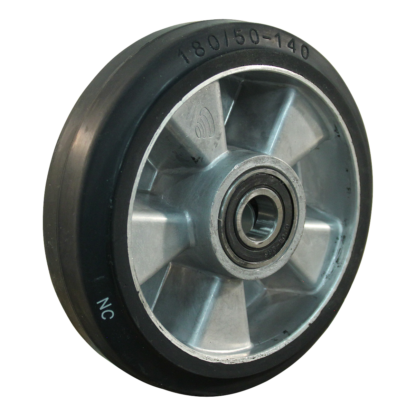 Aluminium wiel, 180mm diameter, elastisch rubber loopvlak, kogellager, LW562261