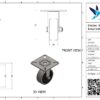 Stalen bokwiel, 50mm diameter, TPE loopvlak, glijlager, 70mm bouwhoogte - Afbeelding 3