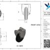 Rvs bokwiel, 160mm diameter, rubber loopvlak, rollager RVS, 197mm bouwhoogte - Afbeelding 3