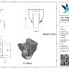 Rvs bokwiel, 80mm diameter, PP loopvlak, rollager RVS, 108mm bouwhoogte - Afbeelding 3
