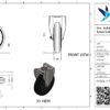 Rvs bokwiel, 200mm diameter, rubber loopvlak, rollager RVS, 240mm bouwhoogte - Afbeelding 3