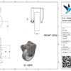 Rvs bokwiel, 125mm diameter, PP loopvlak, rollager RVS, 154mm bouwhoogte - Afbeelding 3