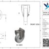 Stalen bokwiel, 200mm diameter, PA loopvlak, glijlager, 246mm bouwhoogte - Afbeelding 3