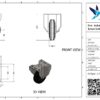 Rvs bokwiel, 100mm diameter, rubber loopvlak, rollager RVS, 127mm bouwhoogte - Afbeelding 3