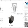 Rvs bokwiel, 200mm diameter, rubber loopvlak, glijlager, 240mm bouwhoogte - Afbeelding 3