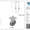 Stalen bokwiel, 75mm diameter, PP loopvlak, glijlager, 98.5mm bouwhoogte - Afbeelding 3