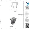 Stalen bokwiel, 100mm diameter, PU loopvlak, rollager, 128mm bouwhoogte - Afbeelding 3