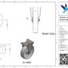 Stalen bokwiel, 200mm diameter, PP loopvlak, rollager, 235mm bouwhoogte - Afbeelding 3