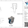 Rvs bokwiel, 125mm diameter, PU loopvlak, rollager RVS, 154mm bouwhoogte - Afbeelding 3