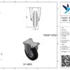Stalen bokwiel, 160mm diameter, rubber loopvlak, rollager, 200mm bouwhoogte - Afbeelding 3