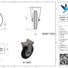 Stalen bokwiel, 200mm diameter, rubber loopvlak, rollager, 235mm bouwhoogte - Afbeelding 3