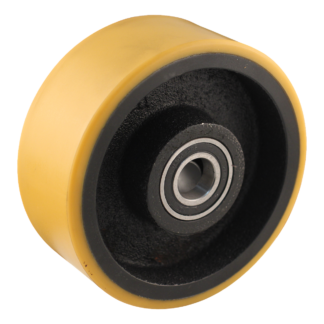 Gietijzeren wiel, 150mm diameter, PU loopvlak, kogellager, LW835241