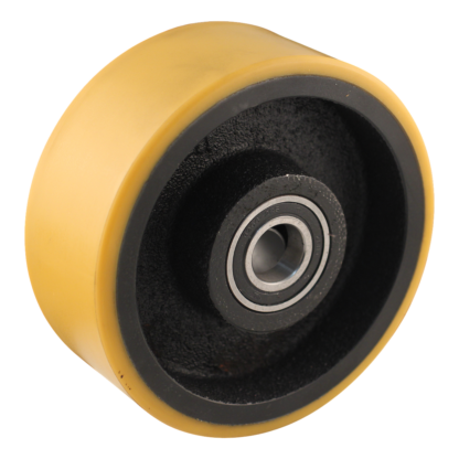 Gietijzeren wiel, 150mm diameter, PU loopvlak, kogellager, LW835241