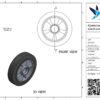 Aluminium wiel, 200mm diameter, elastisch rubber loopvlak, kogellager - Afbeelding 3