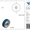 PA wiel, 125mm diameter, PU loopvlak, kogellager RVS - Afbeelding 3