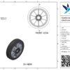 Aluminium wiel, 180mm diameter, elastisch rubber loopvlak, kogellager - Afbeelding 3