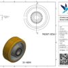 Aluminium wiel, 80mm diameter, PU loopvlak, kogellager - Afbeelding 2