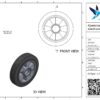 Aluminium wiel, 200mm diameter, elastisch rubber loopvlak, kogellager - Afbeelding 2