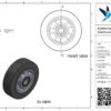 Aluminium wiel, 160mm diameter, elastisch rubber loopvlak, kogellager - Afbeelding 3
