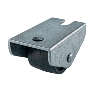 Stalen bokwiel, 15mm diameter, PP loopvlak, glijlager, 17mm bouwhoogte