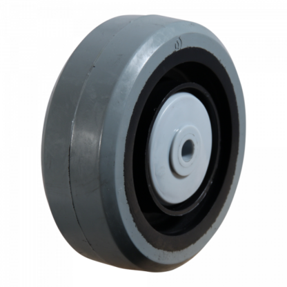 PA wiel, 100mm diameter, elastisch rubber loopvlak, kogellager RVS, LW150267