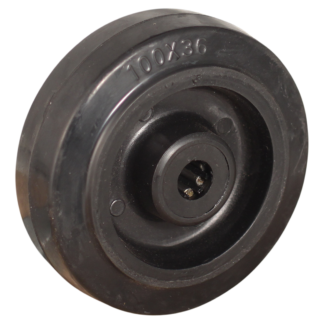 PA wiel, 125mm diameter, elastisch rubber loopvlak, rollager, LW114165