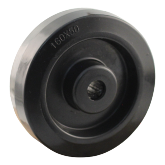 PA wiel, 160mm diameter, elastisch rubber loopvlak, rollager, LW673712