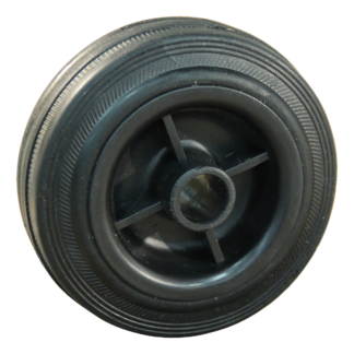 PP wiel, 100mm diameter, rubber loopvlak, glijlager, LW740021