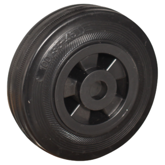 PP wiel, 100mm diameter, rubber loopvlak, rollager RVS, LW350739