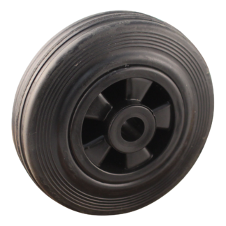 PP wiel, 125mm diameter, rubber loopvlak, glijlager, LW831542
