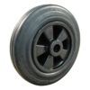PP wiel, 200mm diameter, rubber loopvlak, rollager RVS, LW490521