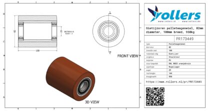 Gietijzeren palletwagenwiel, 82mm diameter, 100mm breed, 950kg draagvermogen - Afbeelding 3