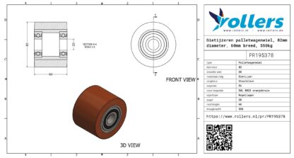 Gietijzeren palletwagenwiel, 82mm diameter, 60mm breed, 550kg draagvermogen - Afbeelding 3