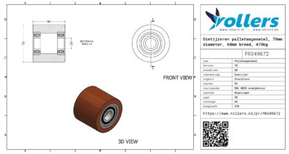 Gietijzeren palletwagenwiel, 70mm diameter, 60mm breed, 470kg draagvermogen - Afbeelding 3