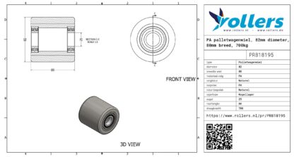 PA palletwagenwiel, 82mm diameter, 80mm breed, 700kg draagvermogen - Afbeelding 3