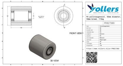 PA palletwagenwiel, 82mm diameter, 90mm breed, 775kg draagvermogen - Afbeelding 3