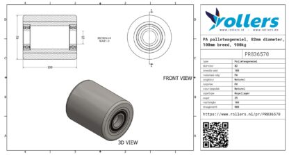 PA palletwagenwiel, 82mm diameter, 100mm breed, 900kg draagvermogen - Afbeelding 2