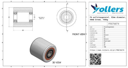 PA palletwagenwiel, 82mm diameter, 80mm breed, 700kg draagvermogen - Afbeelding 3