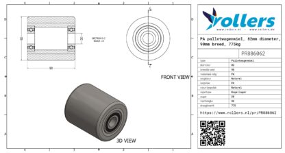 PA palletwagenwiel, 82mm diameter, 90mm breed, 775kg draagvermogen - Afbeelding 3