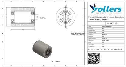 PA palletwagenwiel, 82mm diameter, 100mm breed, 900kg draagvermogen - Afbeelding 3