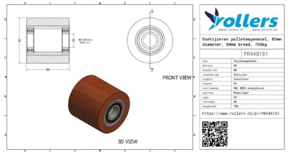 Gietijzeren palletwagenwiel, 85mm diameter, 80mm breed, 750kg draagvermogen - Afbeelding 3
