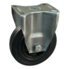 Rvs bokwiel, 100mm diameter, rubber loopvlak, glijlager, 127mm bouwhoogte, BW955134