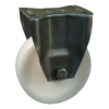 Rvs bokwiel, 125mm diameter, PP loopvlak, rollager RVS, 154mm bouwhoogte, BW294809