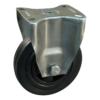 Rvs bokwiel, 125mm diameter, rubber loopvlak, glijlager, 154mm bouwhoogte, BW536256