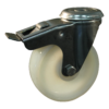 Rvs zwenkwiel, 100mm diameter, PP loopvlak, rollager RVS, dubbele rem, naloop, ZW951824