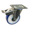 Rvs zwenkwiel, 100mm diameter, PU loopvlak, kogellager RVS, dubbele rem, naloop, ZW328140