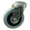 Rvs zwenkwiel, 100mm diameter, elastisch rubber loopvlak, kogellager RVS, ZW164217