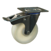 Rvs zwenkwiel, 125mm diameter, PP loopvlak, rollager RVS, dubbele rem, naloop, ZW703424