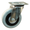 Rvs zwenkwiel, 125mm diameter, elastisch rubber loopvlak, kogellager RVS, ZW203910
