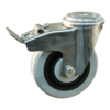 Rvs zwenkwiel, 160mm diameter, elastisch rubber loopvlak, kogellager RVS, dubbele rem, naloop, ZW203838